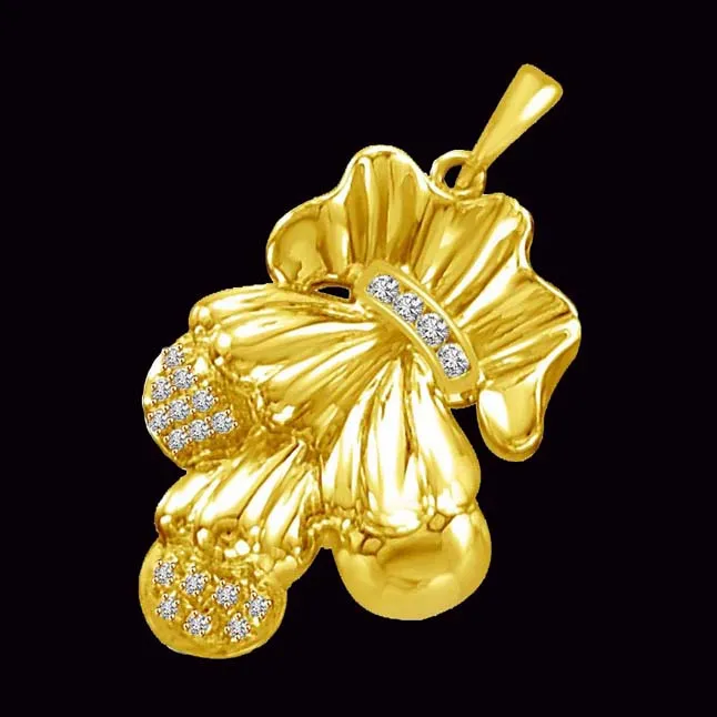 Couple Charm 0.10cts Stylish Real Diamond & Gold Pendant (P846)