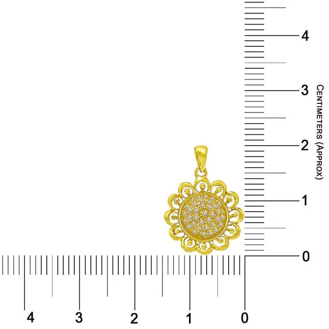 Sunflower Pendant of Real Diamond & 18kt Yellow Gold (P849)