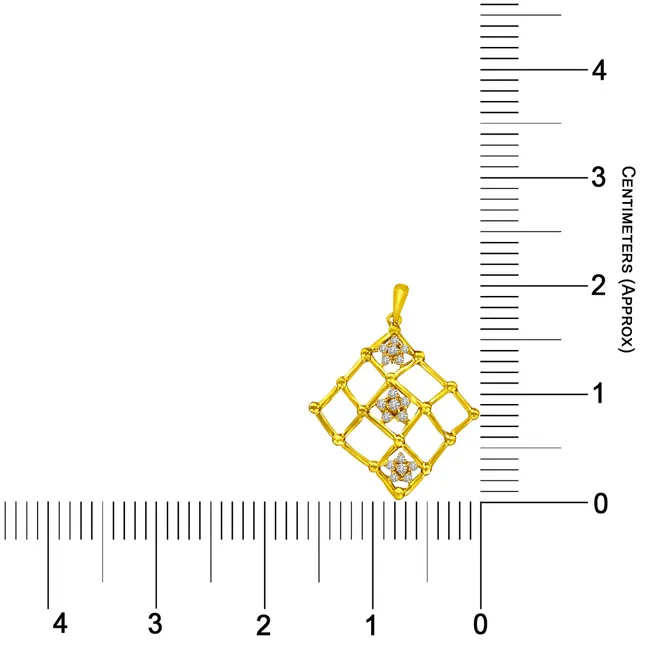 Chequered Gold Pendants with Small Flowers. -Flower Shape Pendants
