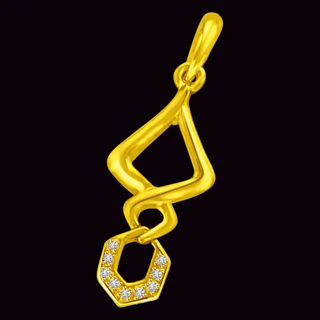 Twisted Wish 0.06cts 18kt Yellow Gold & Real Diamond Pendant for My Delicate Love (P862)