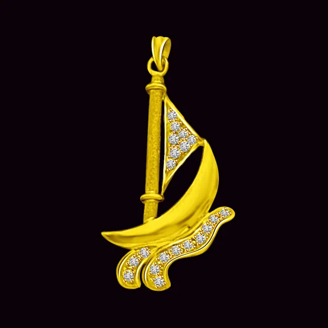 Sail with me in the Sea of Life with Gold & Real Diamond Boat …MY LOVE.. (P872)