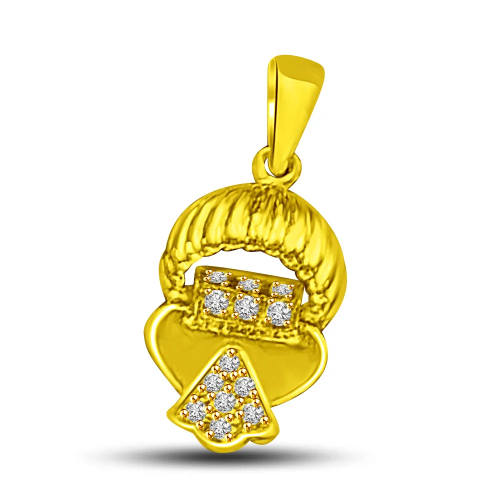 1/10TH of a Carat of Fine Clean Diamond & Gold Fancy Pendants -Designer Pendants
