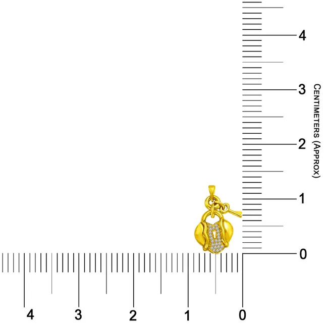 Heart Lock and Key Delight - 0.10cts 18kt Yellow Gold & Real Diamond Pendant for my Princess (P893)