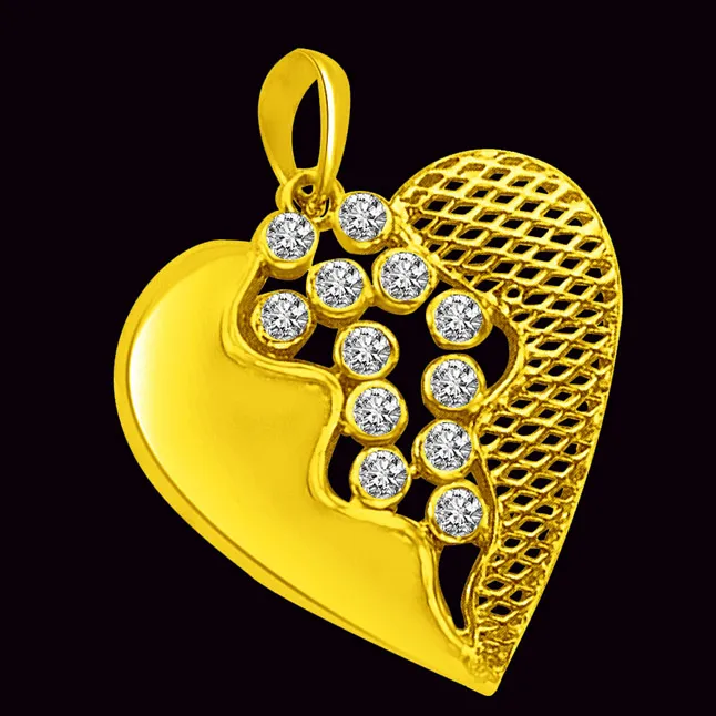 Two Heart's Merge Exquisite Designed Gold & Real Diamond Pendant for Her (P904)