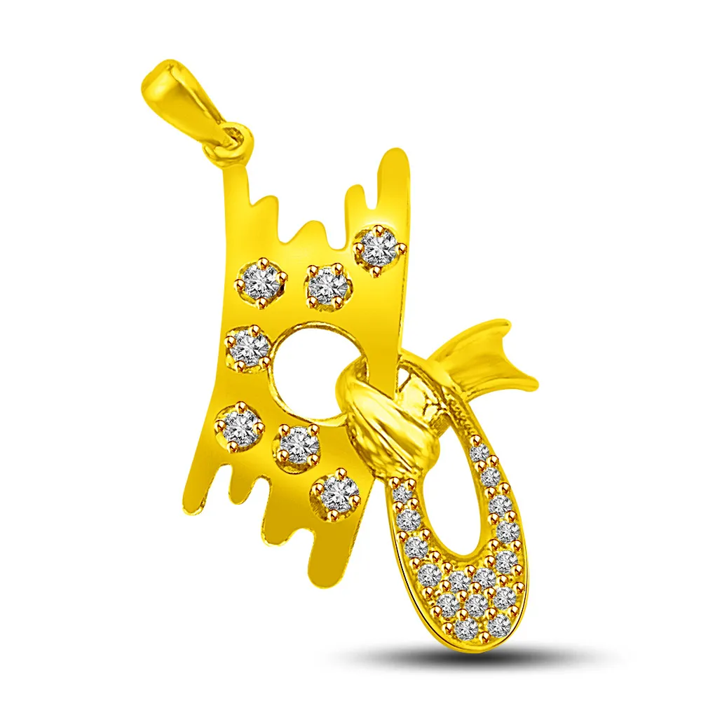Lovely Eight 0.20CT Diamond & Gold 18K Pendants for My Princess -Designer Pendants