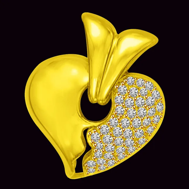 For my Better Half Real Diamond & Gold Heart Pendant (P909)