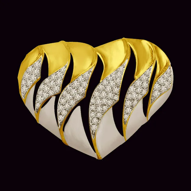 My Heart is Beating Real Diamond & Gold Beautiful Pendant (P910)