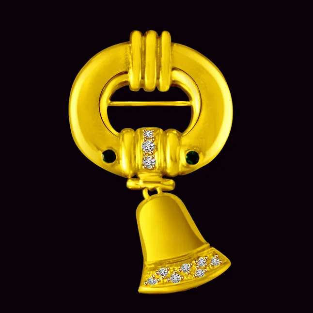 Bell Shaped Diamond Sapphire Pendants in yellow gold