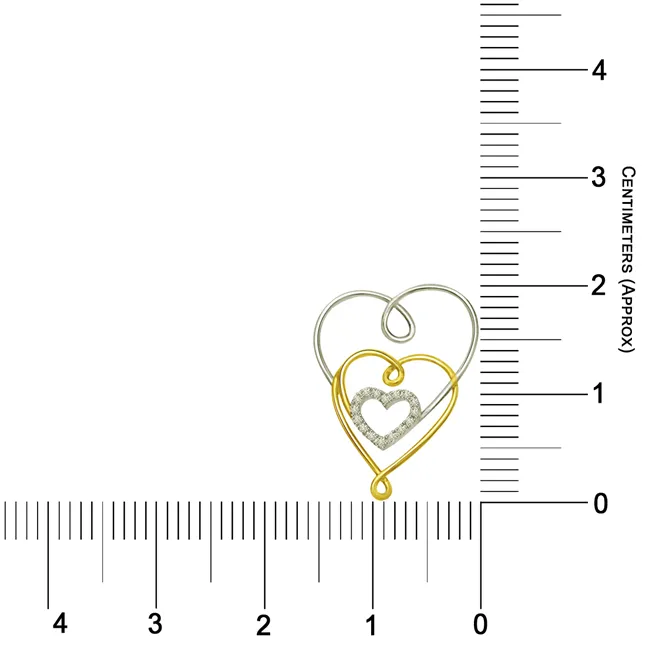 To Love And To Hold - 0.10 TCW Three Hearts Real Diamond Pendant in Two Tone Gold (P920)