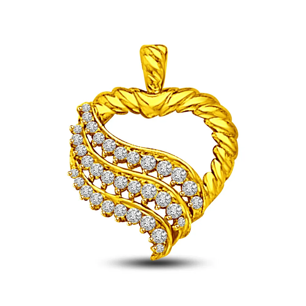 Waves of Diamonds on My Heart -0.34 TCW Heart shaped Pendants