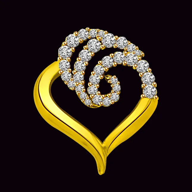 Curves of Diamonds Across Your Heart - 0.37 TCW Heart Pendant (P924)