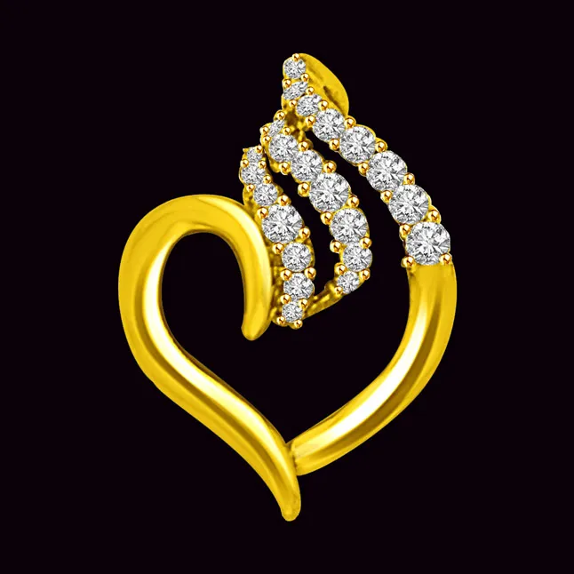 0.25 TCW Elegant Real Diamond and 18kt Yellow Gold Heart Pendant (P925)