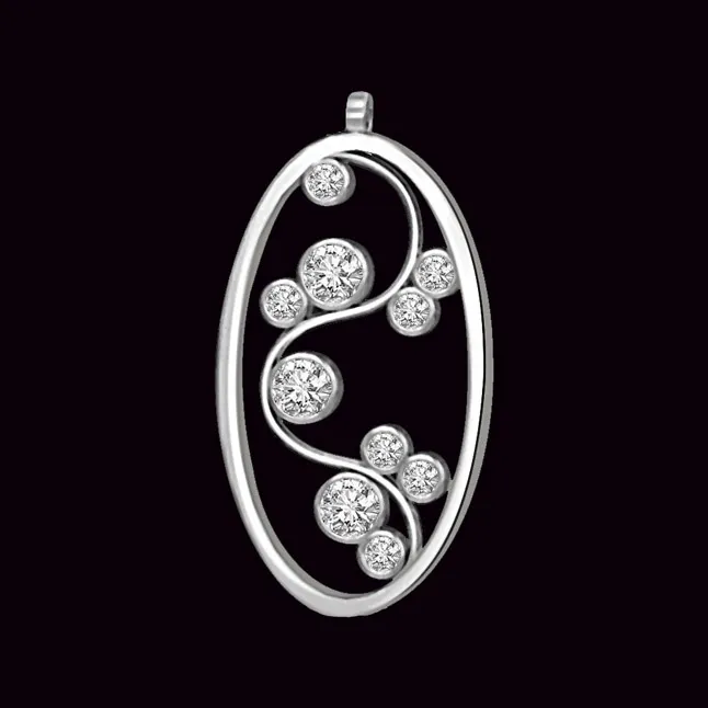 0.15 TCW Oval Sahped Real Diamond Pendant in 14kt White Gold (P926)