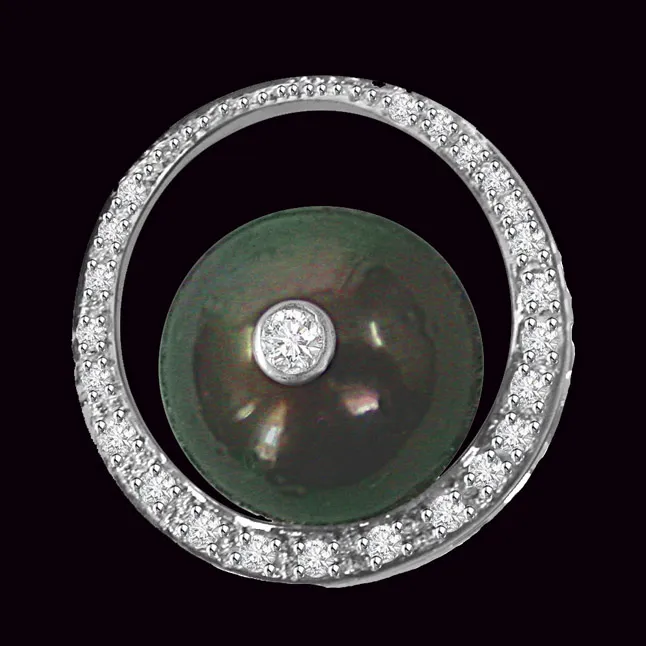 Beautiful Dream - Real Diamond & Tahitian Pearl Pendant (P92)