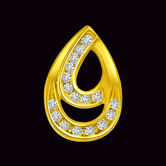 0.17 TCW Real Diamond Drop Shaped Pendant in 18kt Yellow Gold (P935)