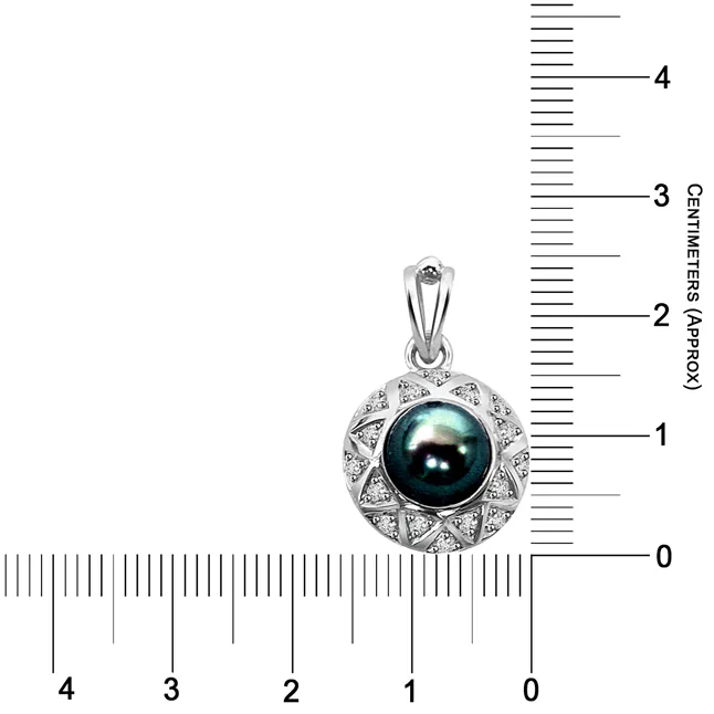 Conquering Elegance - Real Diamond & Tahitian Pearl Pendant (P93)