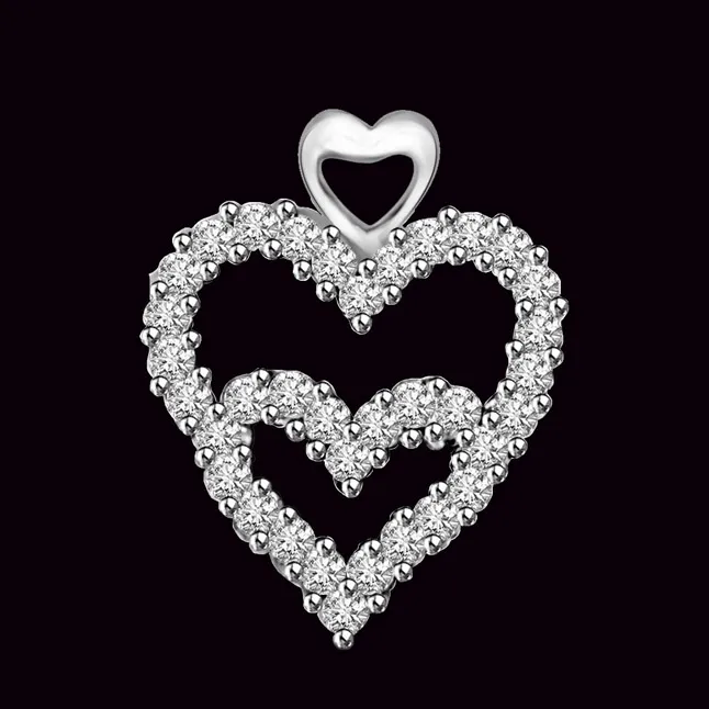 Bridge Between Two Hearts 14kt Real Diamond Heart Pendant (P941)