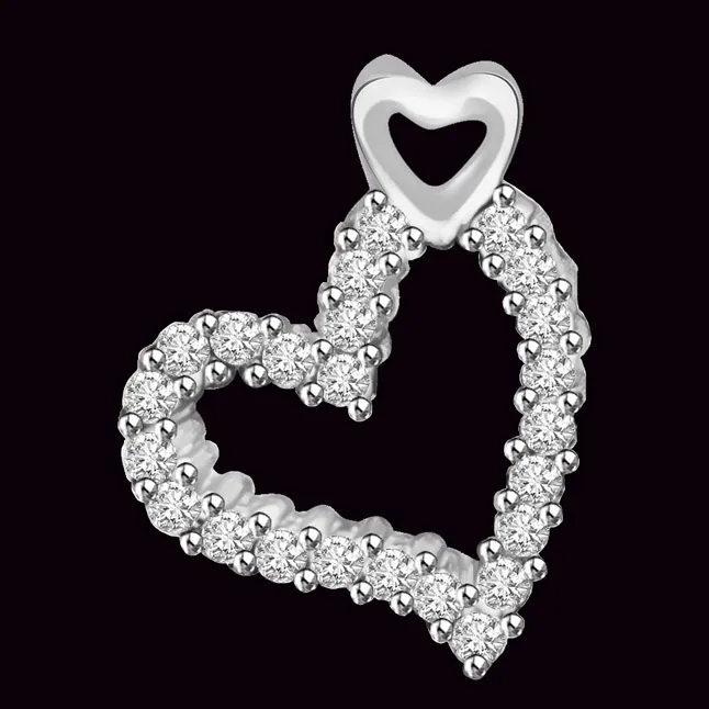 Love is Sublime White Gold Real Diamond Heart Pendant (P942)
