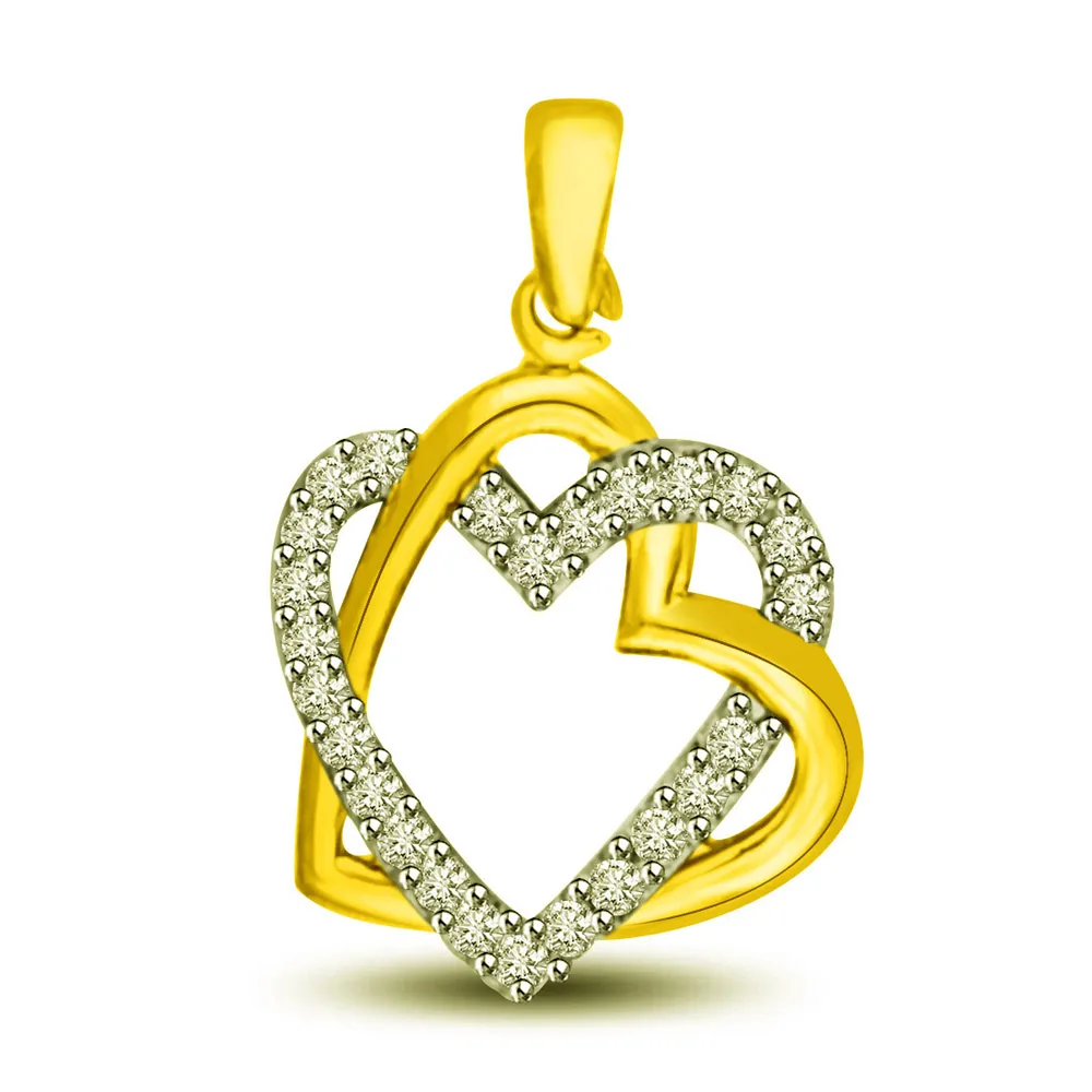 Love Me True -0.25 cts Heart Shape Two Tone Diamond Pendants