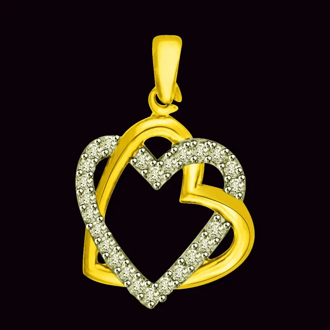 Love Me True -0.25 cts Heart Shape Two Tone Diamond Pendants