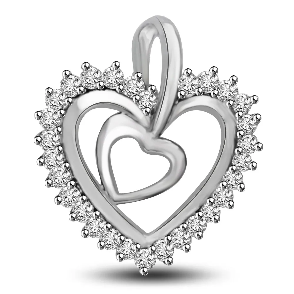 You are my Passion,,,White Gold Diamond Heart Pendants