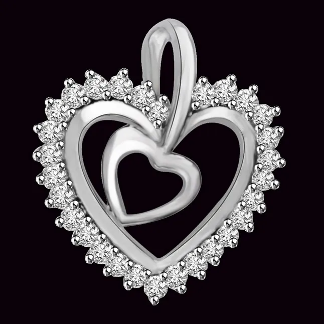 You Are my Passion White Gold Diamond Heart Pendant (P944)