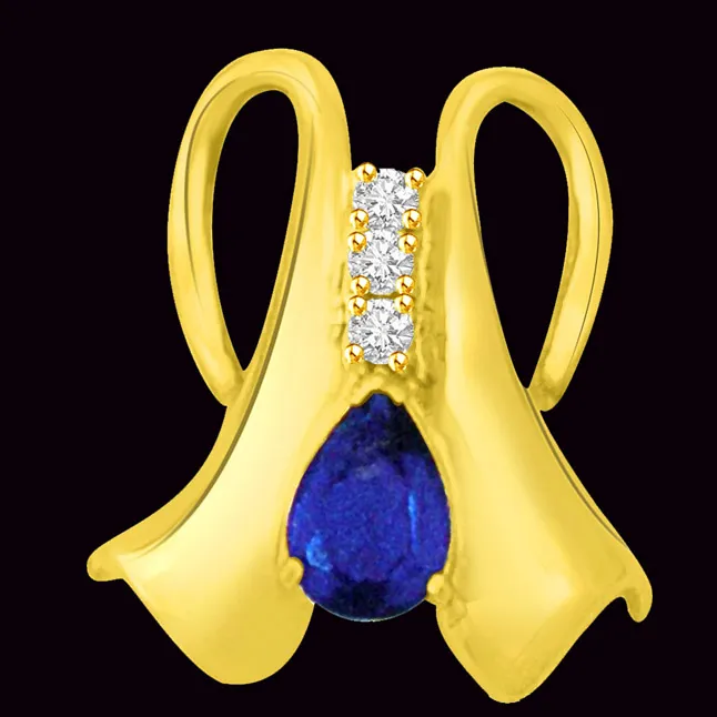 Pear Sapphire & Diamond 18kt Gold Pendants for My Love