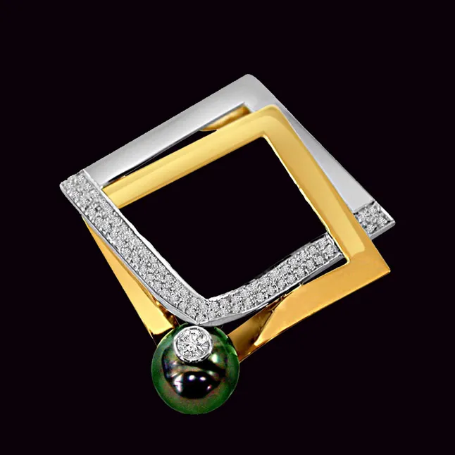 Graceful Demeanor - Real Diamond & Tahitian Pearl Pendant (P94)