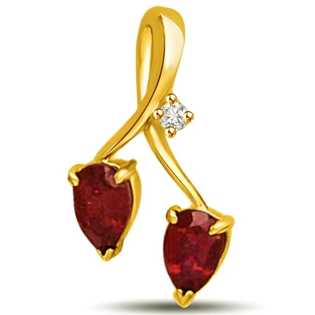 Two to Tango Diamond & Ruby 18k Gold Pendants