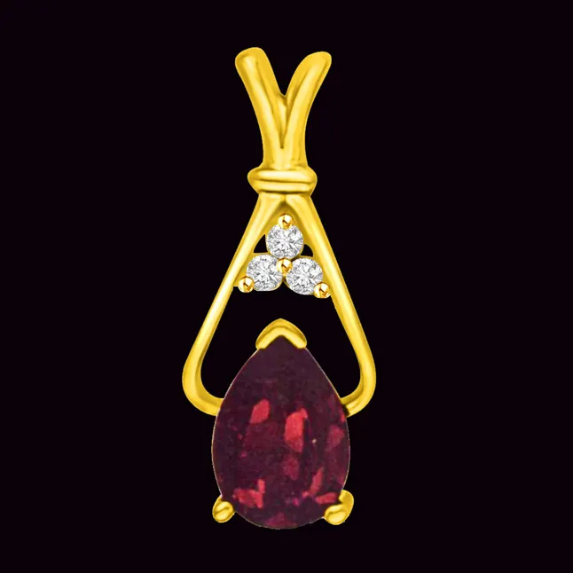 Real Diamond & Ruby Pendant (P960)