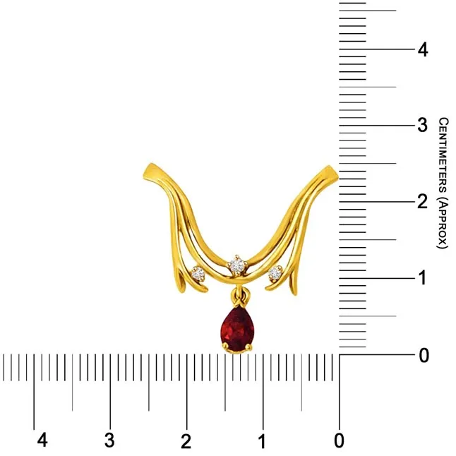 Center of Attraction Real Ruby & Diamond Gold Pendant for Her (P963)