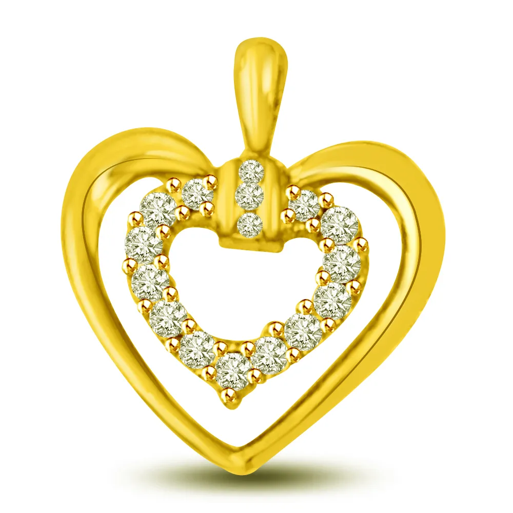 0.16 cts Heart Shape Diamond Pendants