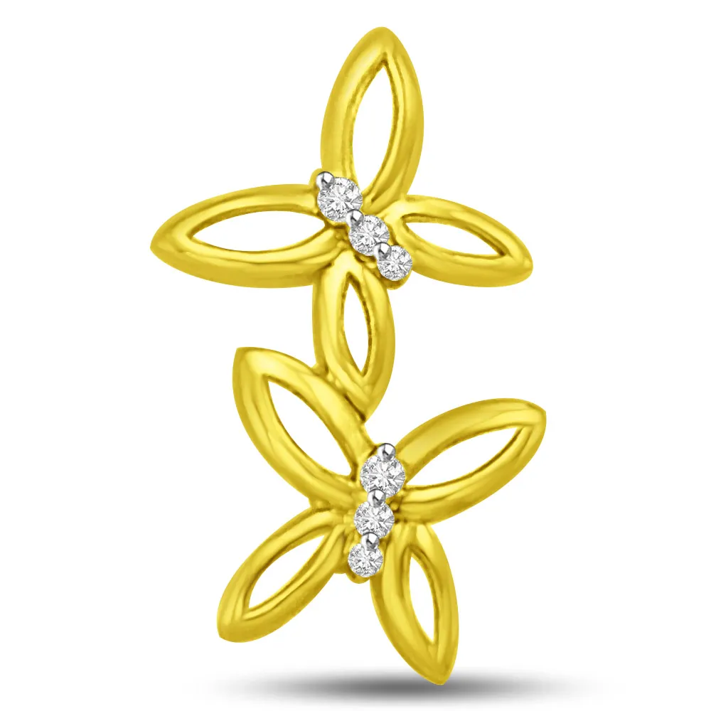 A Soft Touch Butterflies Diamond Gold Pendants for Her -Teenage