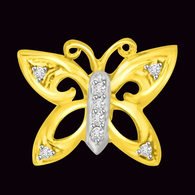 0.08cts Real Diamond Butterfly Pendant for My Beloved (P969)