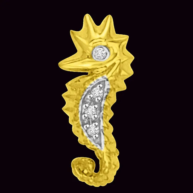 Sea Horse : Symbol of Strength & Power Gold Pendant (P977)