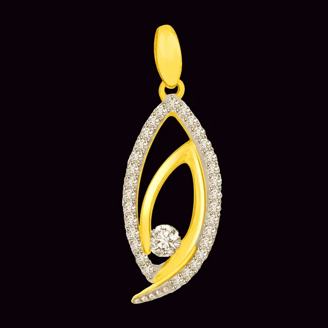 0.20cts Two Tone Real Diamond & Gold Pendant for My Love (P978)