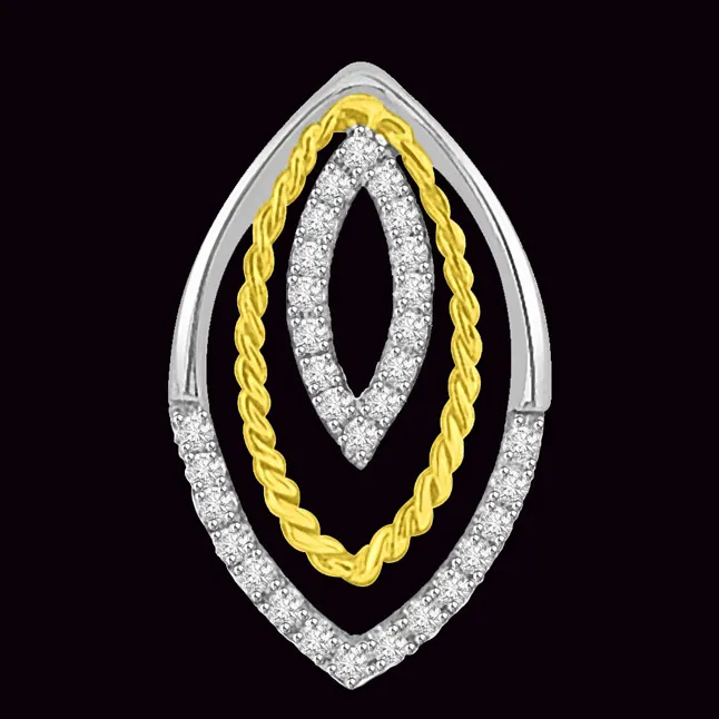 0.22cts Two Tone Real Diamond & Gold Pendant for My Princess (P979)