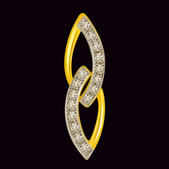 Loving & Living Together Two Tone Real Diamond & Gold Pendant (P981)