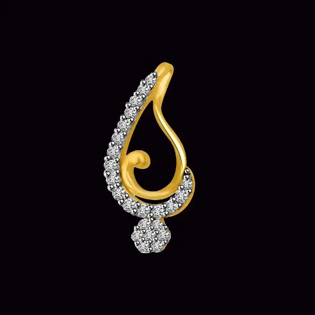 0.17cts Two Tone 18kt Real Diamond & Gold Lovely Pendant (P987)