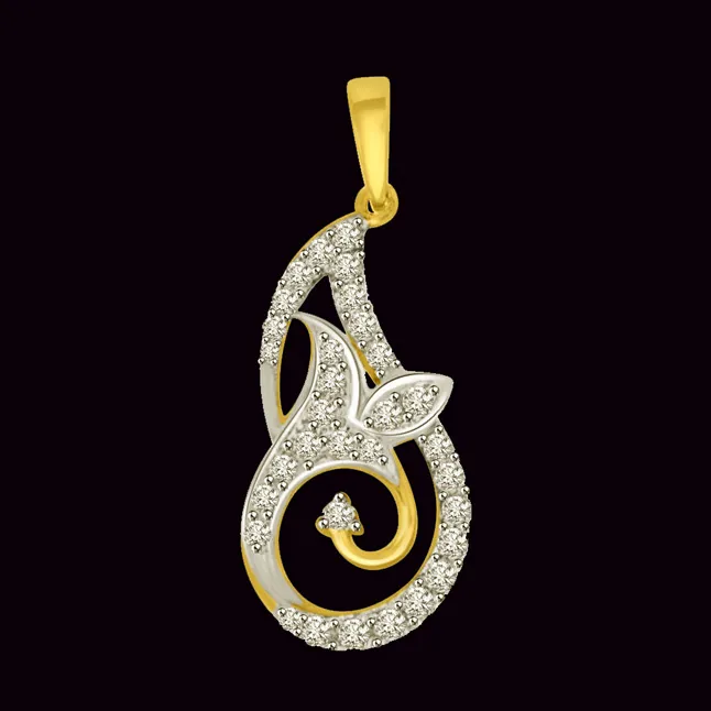 You Are My Hearts Desire Two Tone Gold & Real Diamond Pendant (P993)