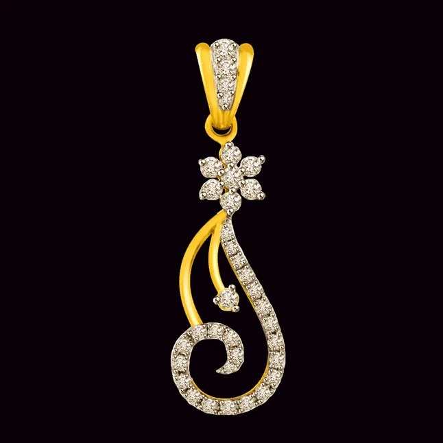 0.30cts Two Tone Gold & Real Diamond Pendant for My Beloved (P996)