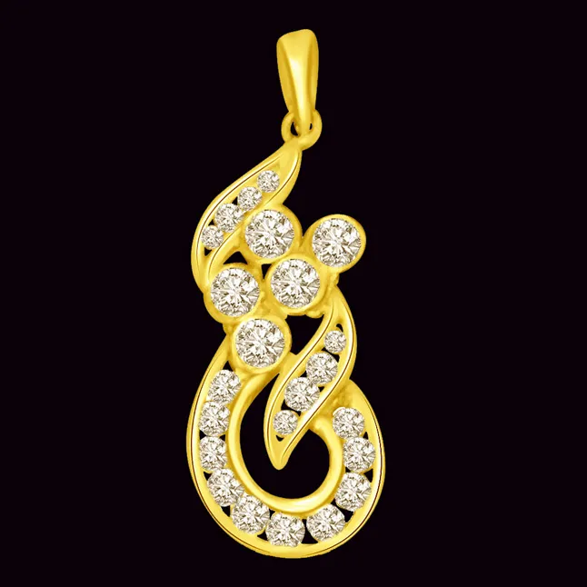 I Care for YOU 0.20cts 18kt Yellow Gold & Real Diamond Pendant (P999)