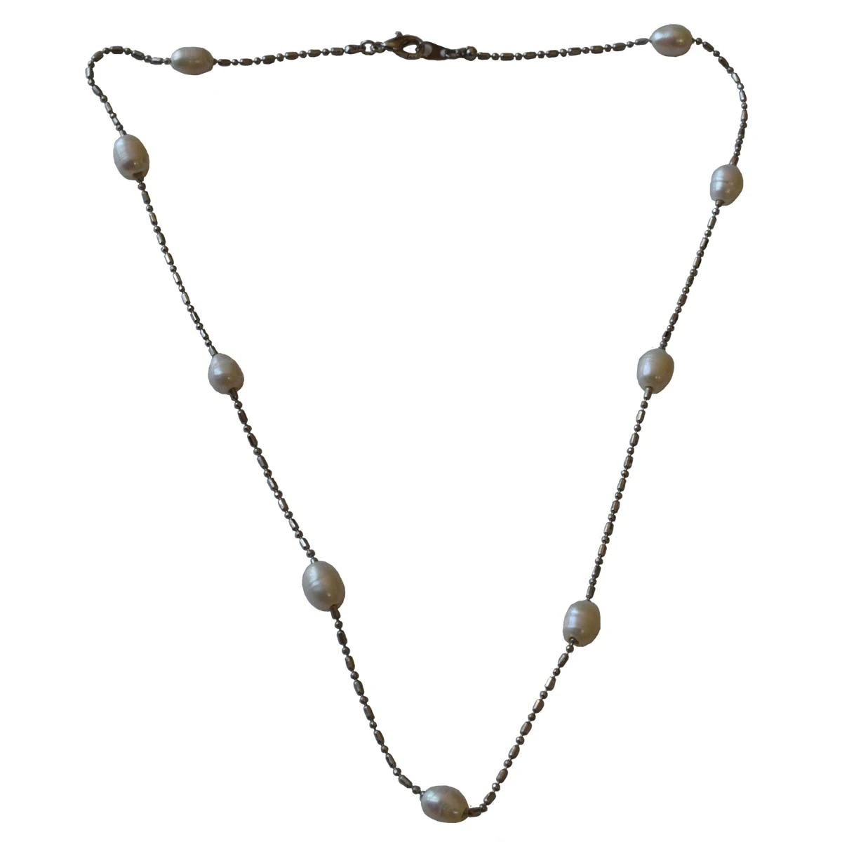 Pearl & Silver Plated Chain (PS101)