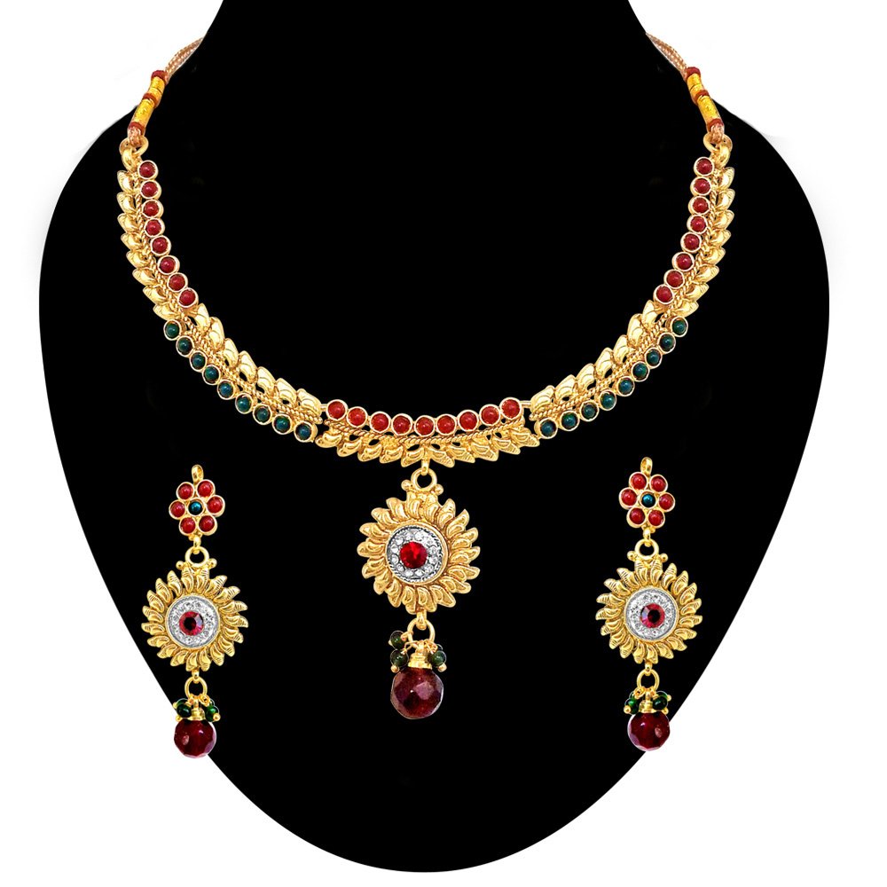 Polki Necklace Earrings Set