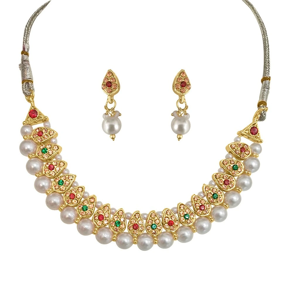 Traditional Coloured Stone & Shell Pearl Set (PS134)