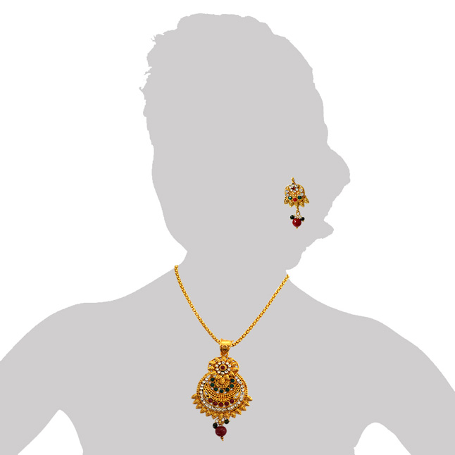 Sophisticated Jewel -Pendants Necklace & Earrings Set