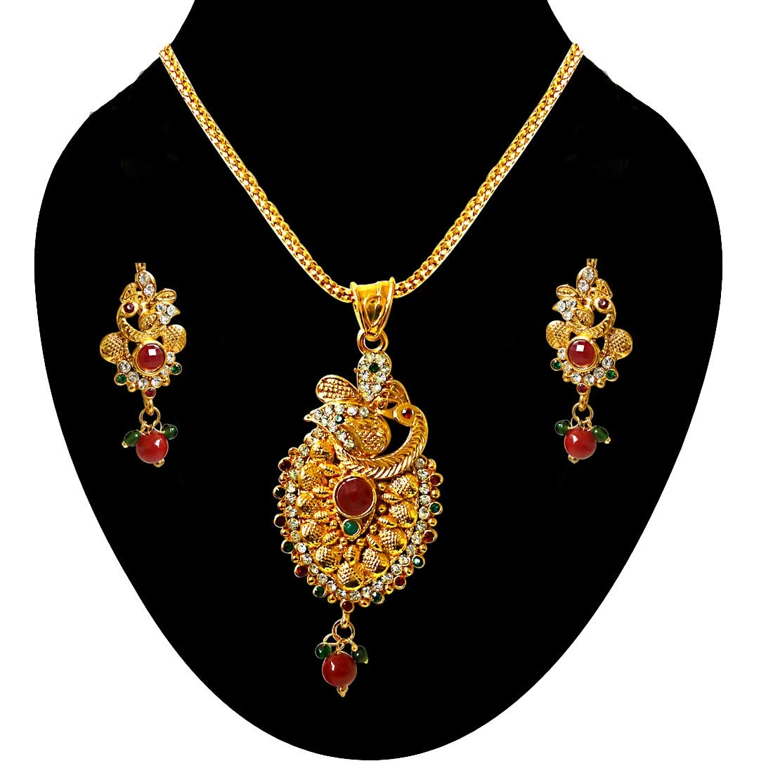 Peacocks Paradise -Pendants Necklace & Earrings Set