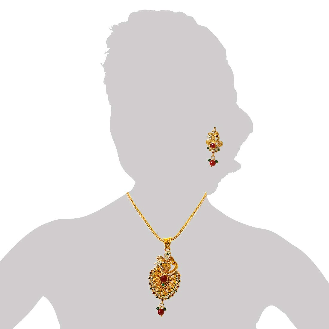 Peacocks Paradise -Pendants Necklace & Earrings Set