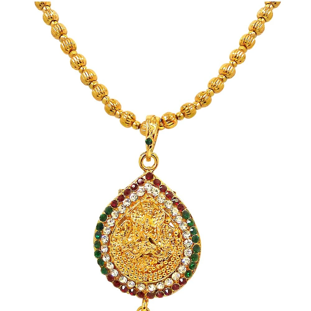 Red, Green & White Kundan Polki Goddess Motif Fashion Jewellery Set (PS246)