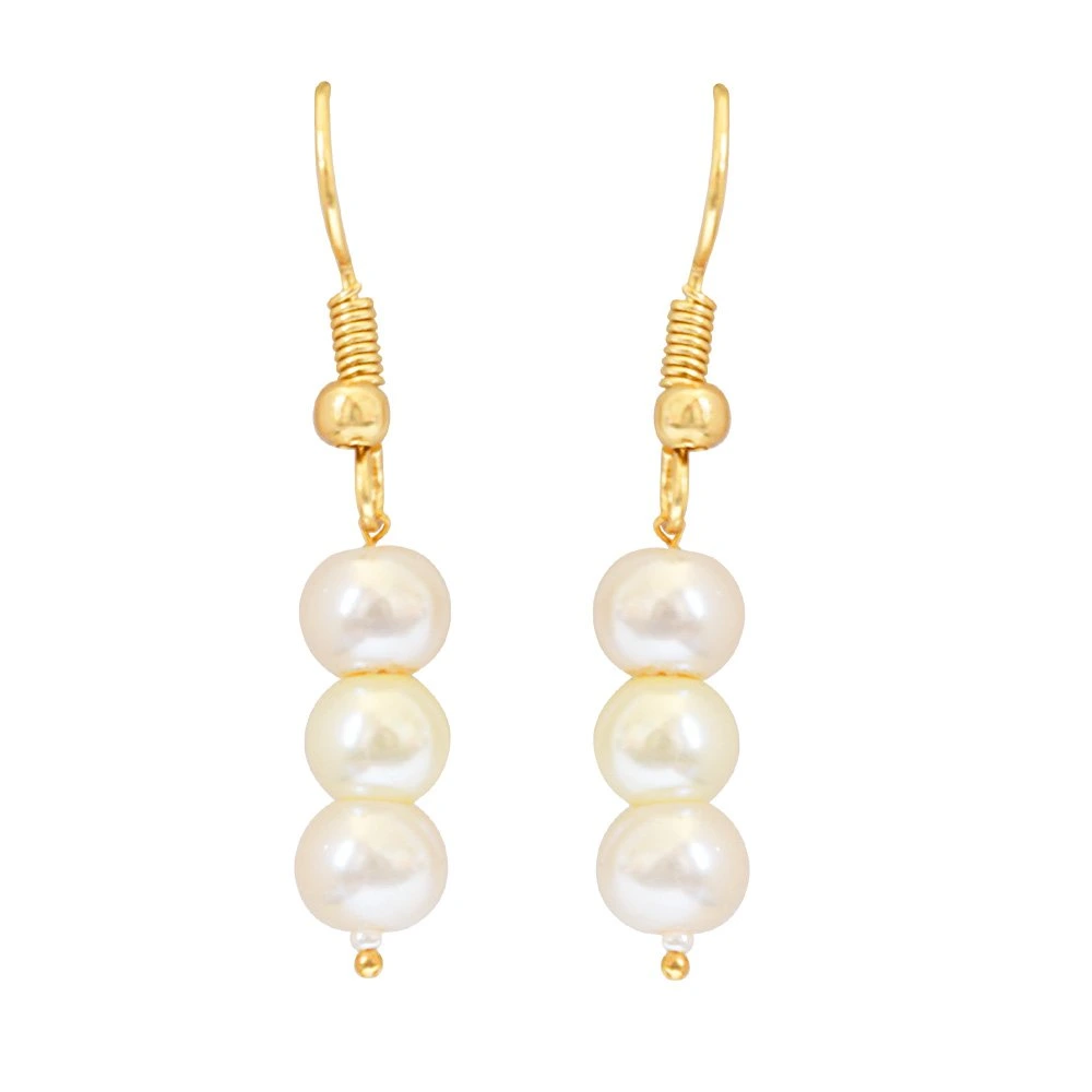 2 Line White Shell Pearl and Stone Ring Necklace Earring Set PS466